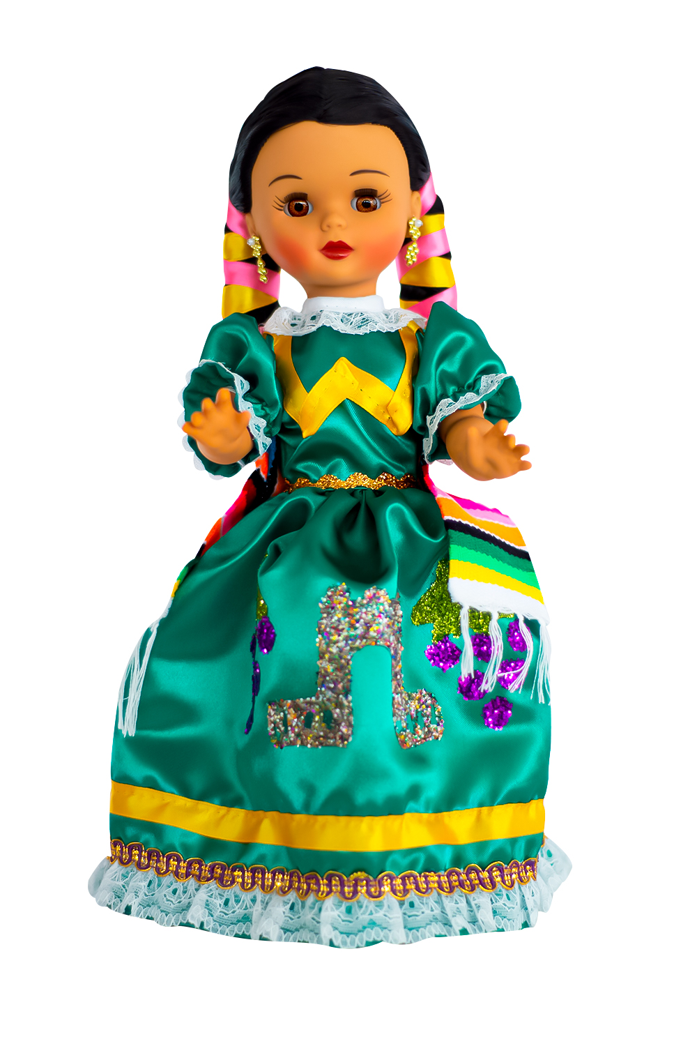 Eulalia Colecciones- Muñeca Mexicana Modelo Aguascalientes. Muñecas Típicas Mexicanas, México en bonitas muñecas, pieza de colección de 34 cm. Varios colores en ropa y accesorios.