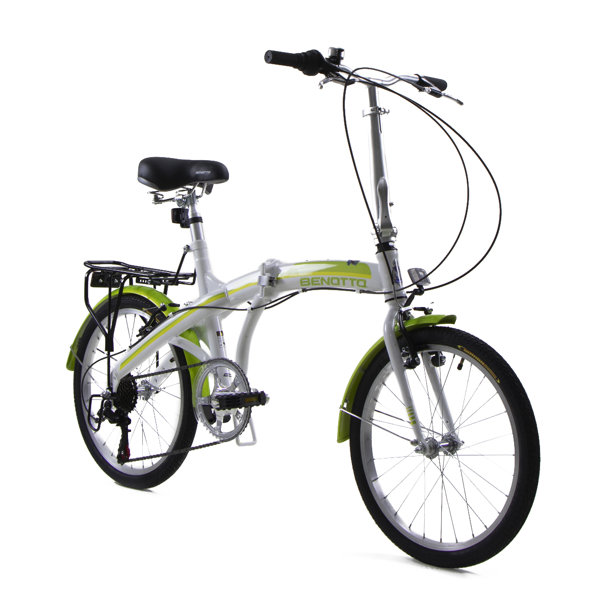 Bicicleta BENOTTO Plegable VANCOUVER R20Acero 7V. Unisex Blanco/Verde