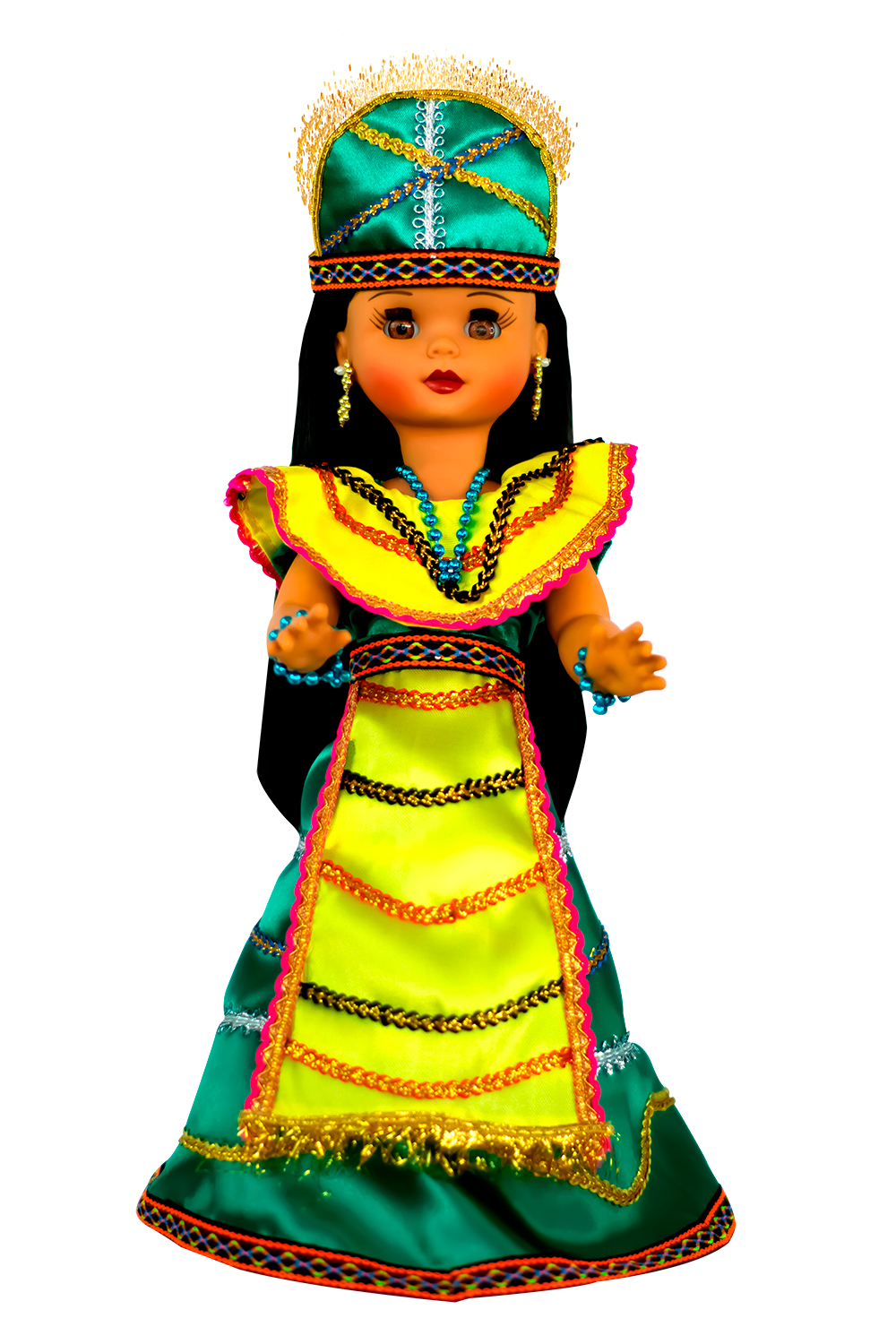 Eulalia Colecciones- Muñeca Mexicana Modelo Princesa Xcaret.  Pieza de colección de 38 cm. Hecha a Mano. Creación Original, variedad de colores en telas, detalles y accesorios .