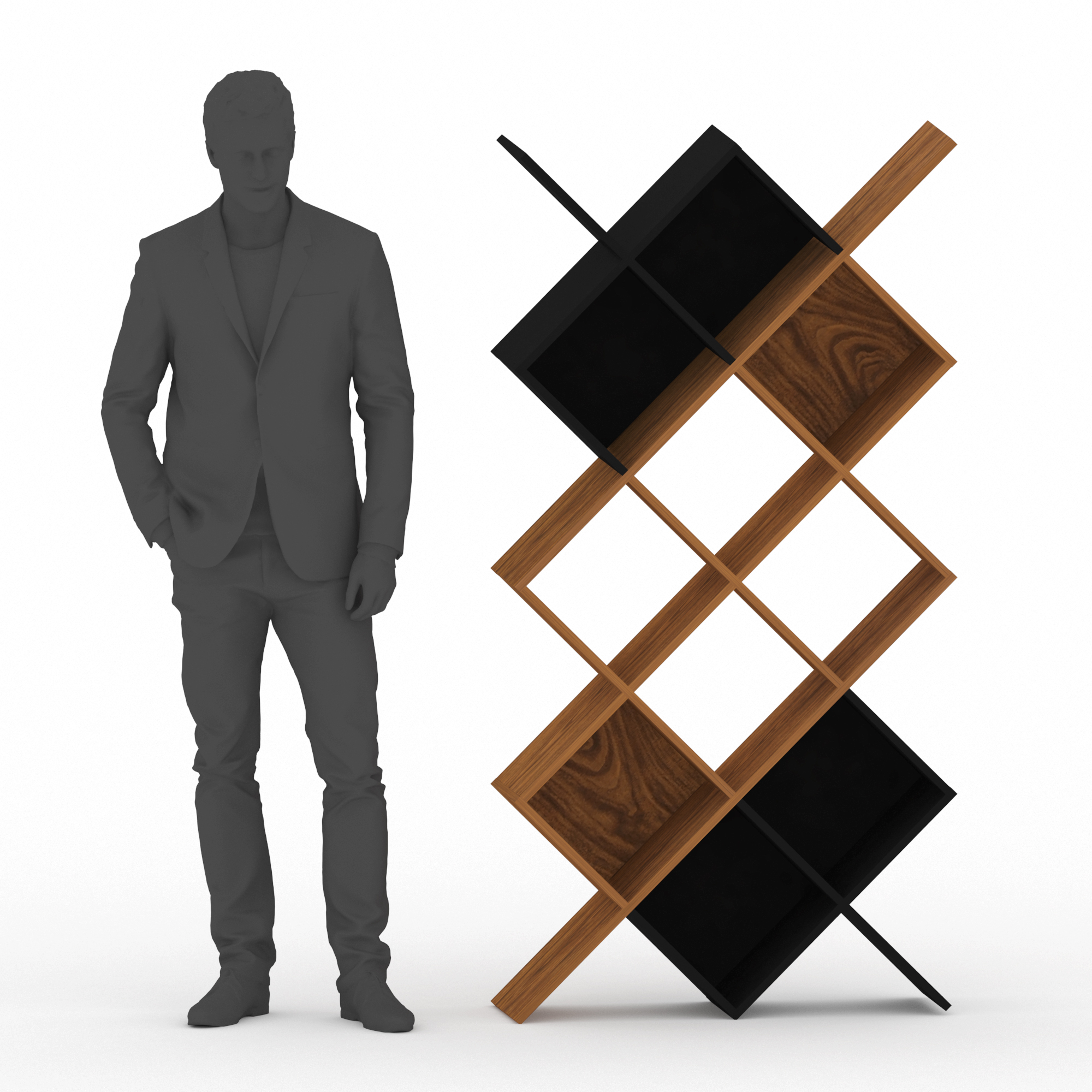 Librero Colmena Playcon Color Tzalam Y Negro Liso