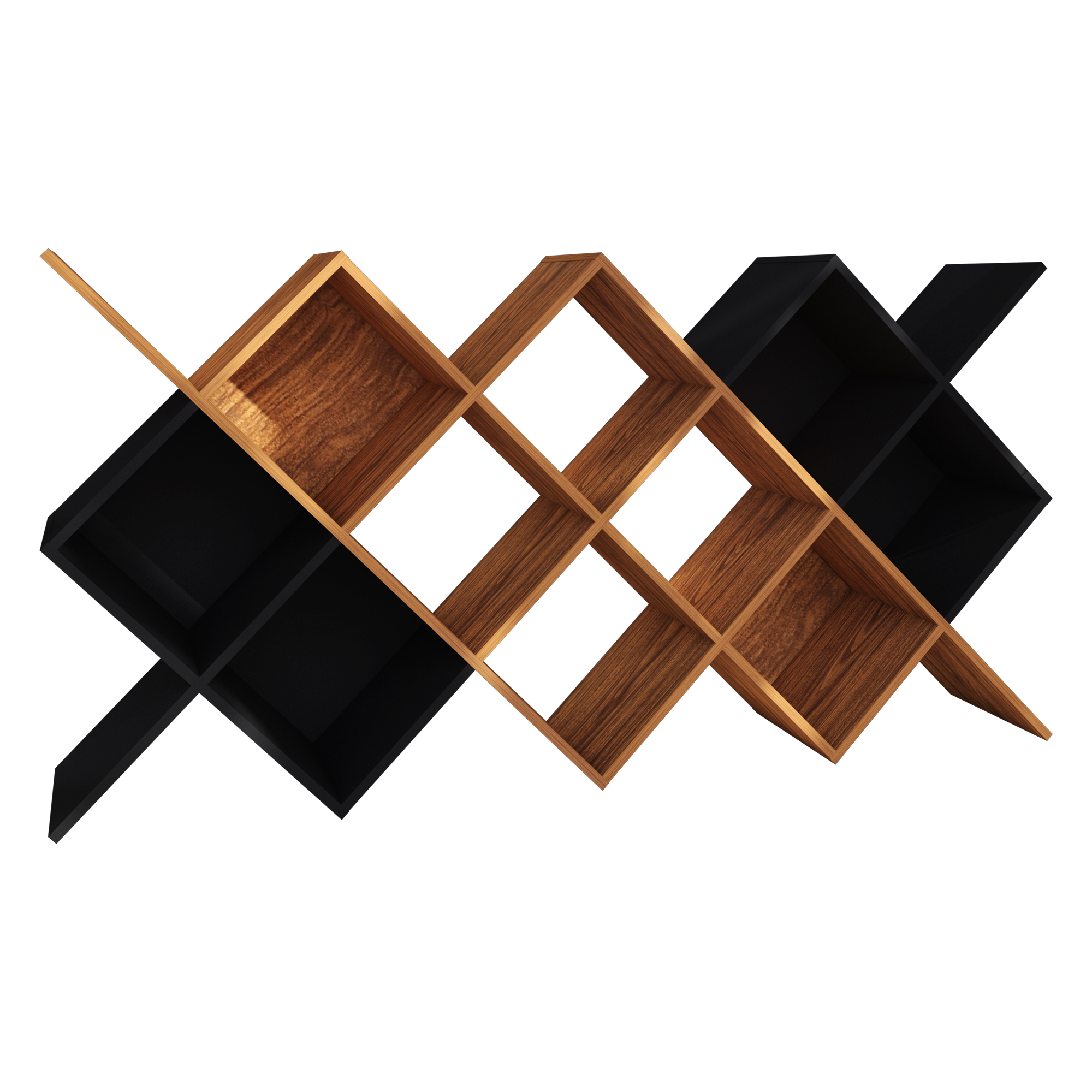 Librero Colmena Playcon Color Tzalam Y Negro Liso