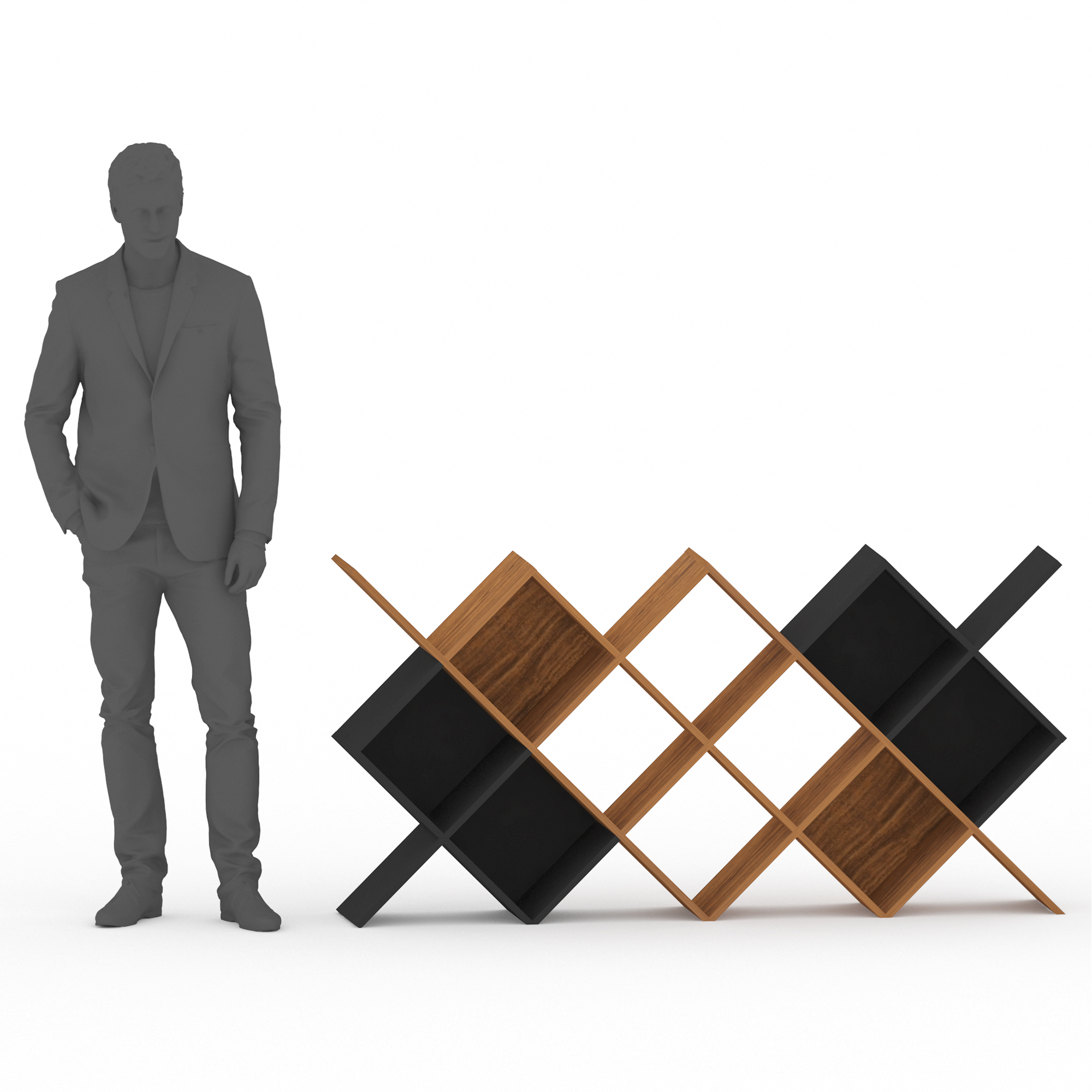 Librero Colmena Playcon Color Tzalam Y Negro Liso