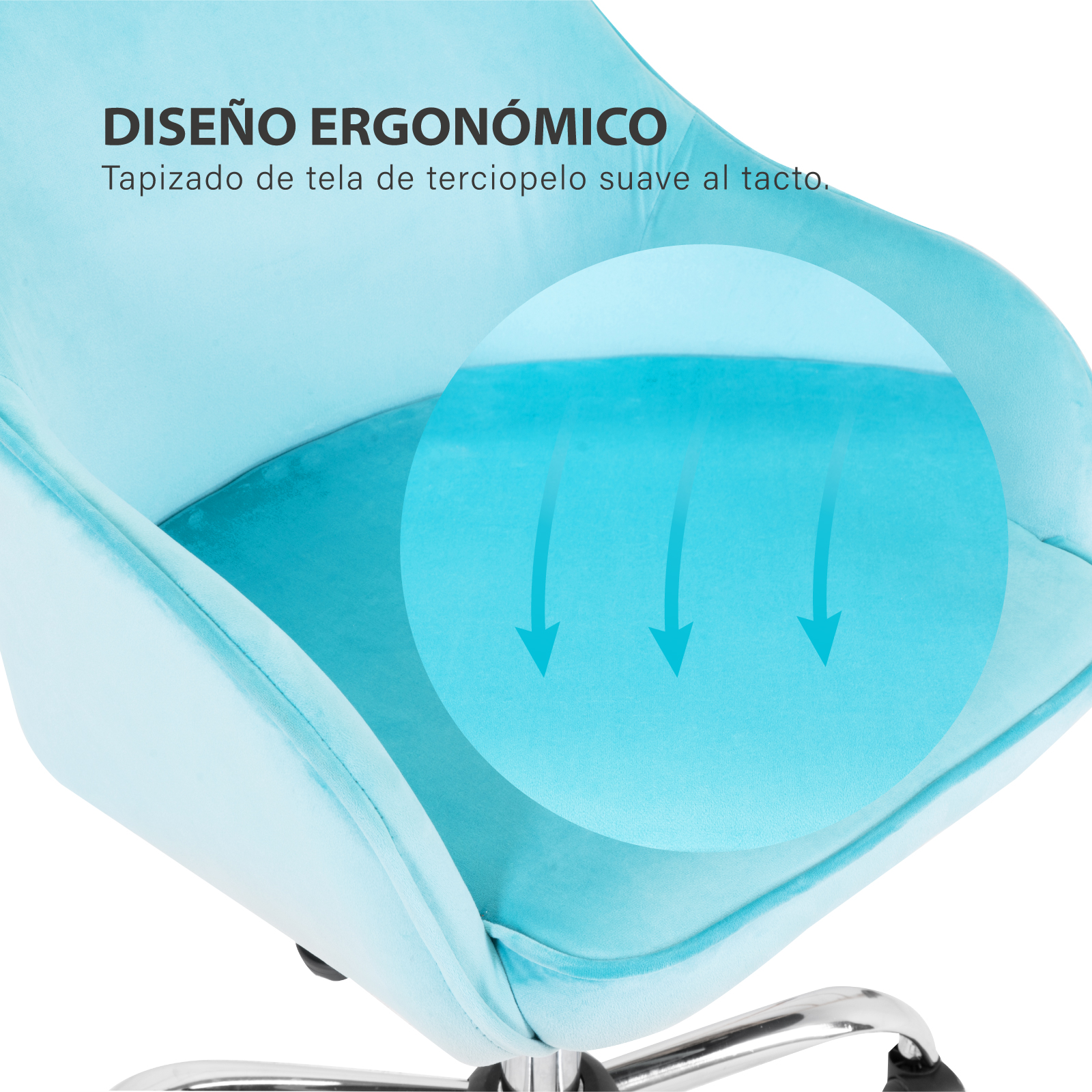 Silla de escritorio Onof de Terciopelo para Oficina con Altura Ajustable + Llantas Giratorias de 360 grados