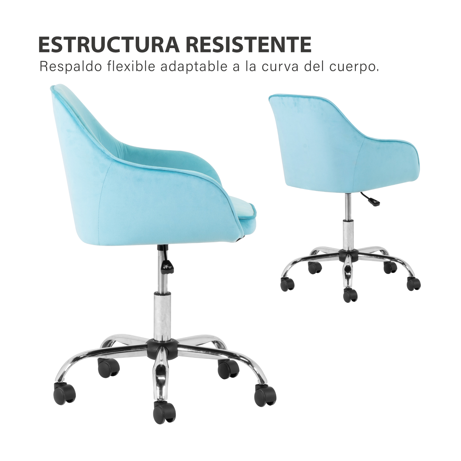 Silla de escritorio Onof de Terciopelo para Oficina con Altura Ajustable + Llantas Giratorias de 360 grados