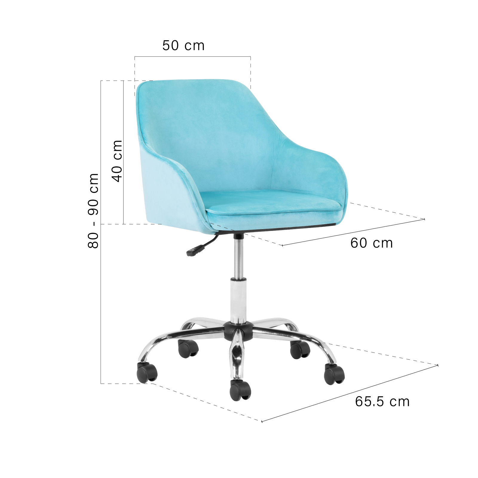 Silla de escritorio Onof de Terciopelo para Oficina con Altura Ajustable + Llantas Giratorias de 360 grados
