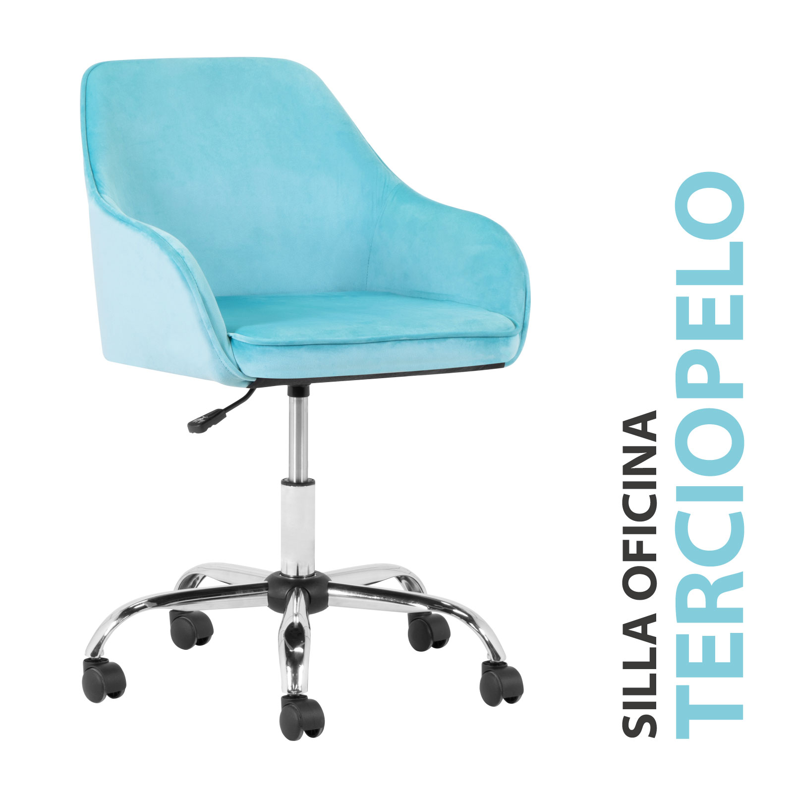 Silla de escritorio Onof de Terciopelo para Oficina con Altura Ajustable + Llantas Giratorias de 360 grados