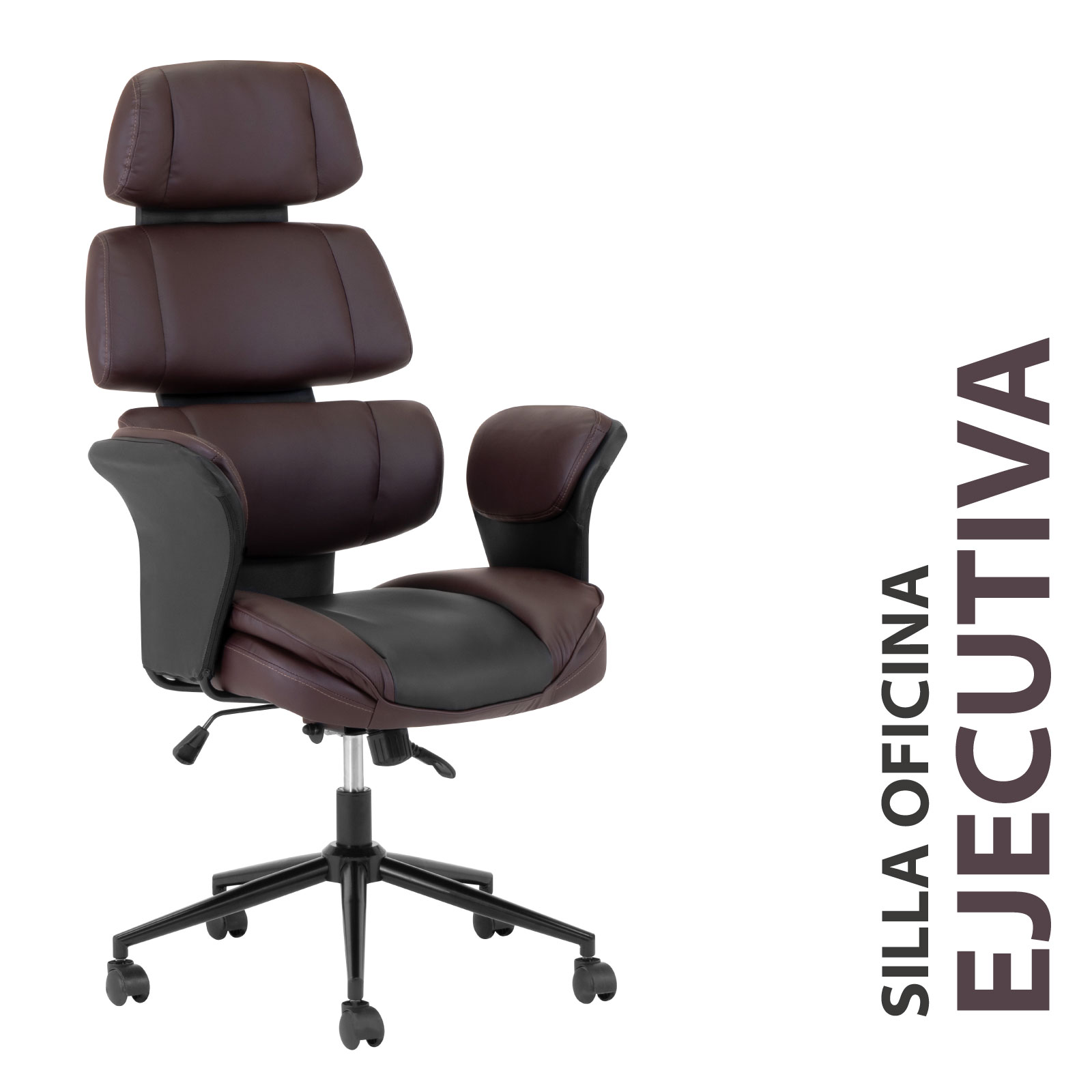 Silla Ejecutiva Ergonómica Onof de Piel con Respaldo Alto para Oficina, Altura Ajustable para Computadora