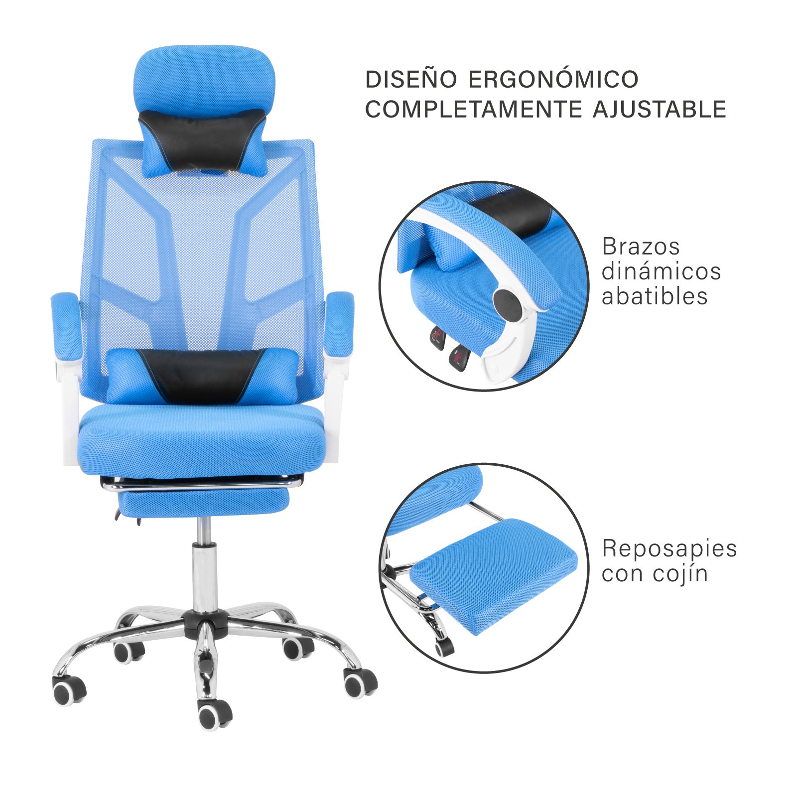 ComfiLife - Reposapiés para colocar debajo del escritorio en el trabajo, de  espuma viscoelástica, con altura ajustable para silla de oficina o de