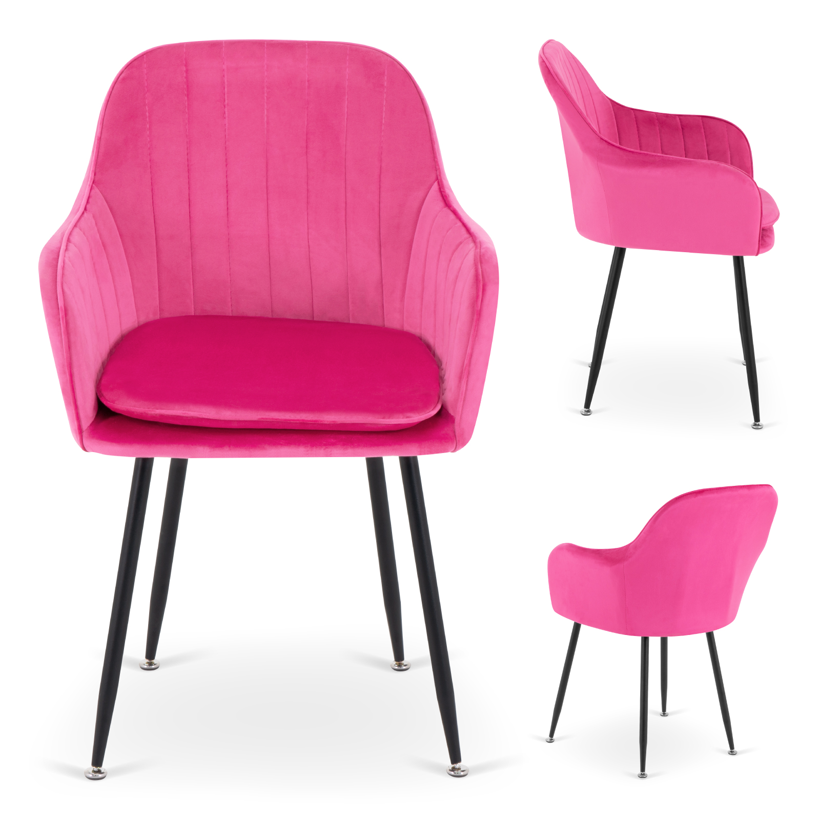 Juego de 2 Sillas Decorativas Onof para Sala, Comedor o Habitación Tapizadas en Terciopelo con Cojín Acolchado Removible