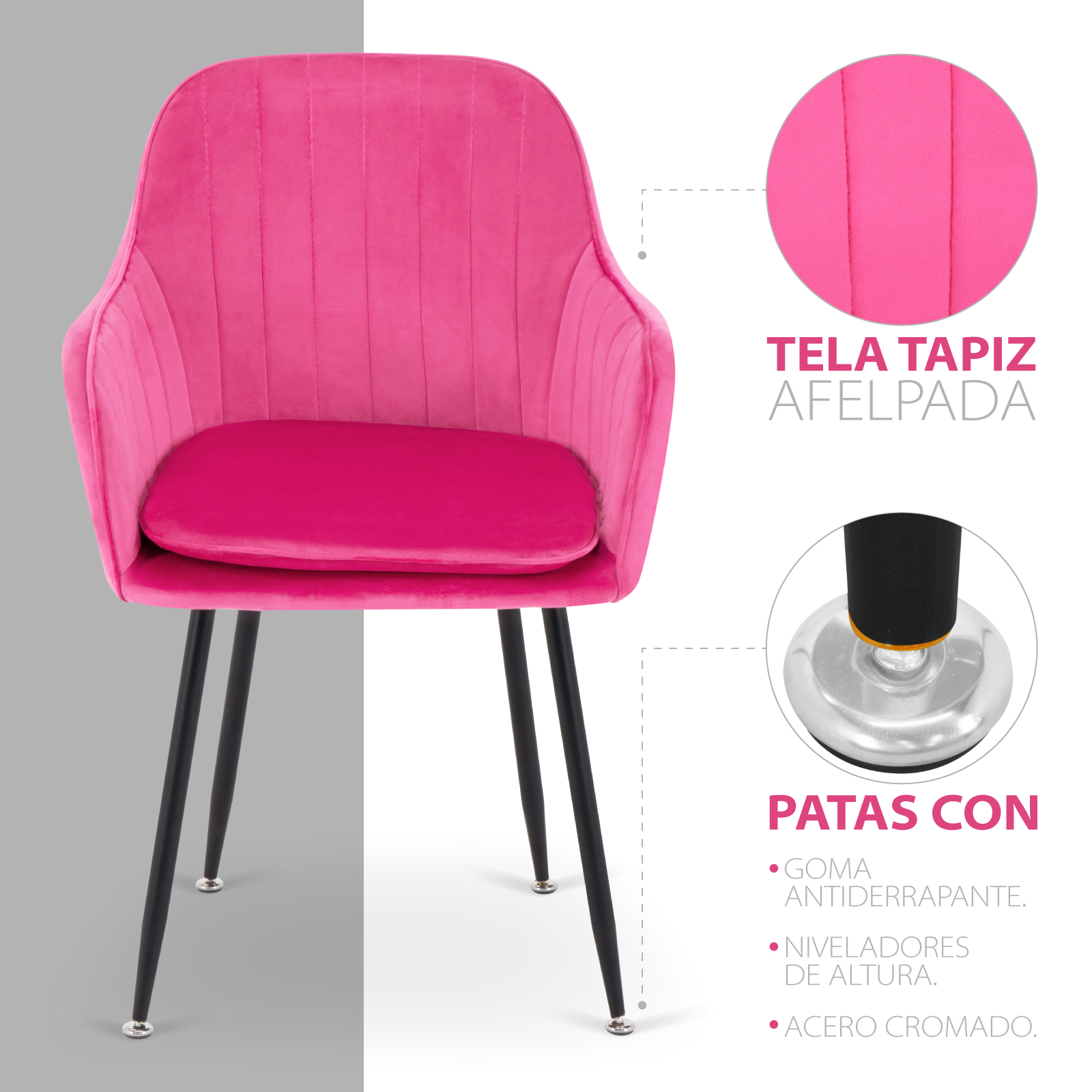 Juego de 2 Sillas Decorativas Onof para Sala, Comedor o Habitación Tapizadas en Terciopelo con Cojín Acolchado Removible