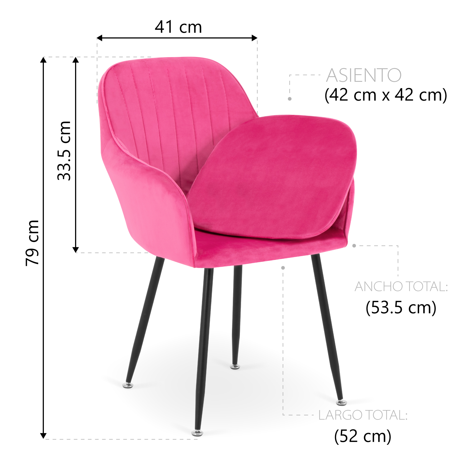 Juego de 2 Sillas Decorativas Onof para Sala, Comedor o Habitación Tapizadas en Terciopelo con Cojín Acolchado Removible