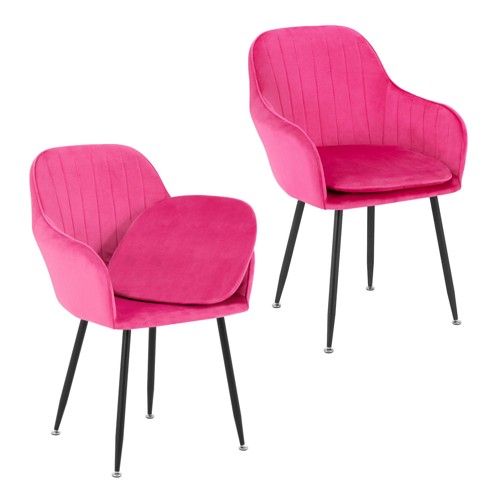 Juego de 2 Sillas Decorativas Onof para Sala, Comedor o Habitación Tapizadas en Terciopelo con Cojín Acolchado Removible