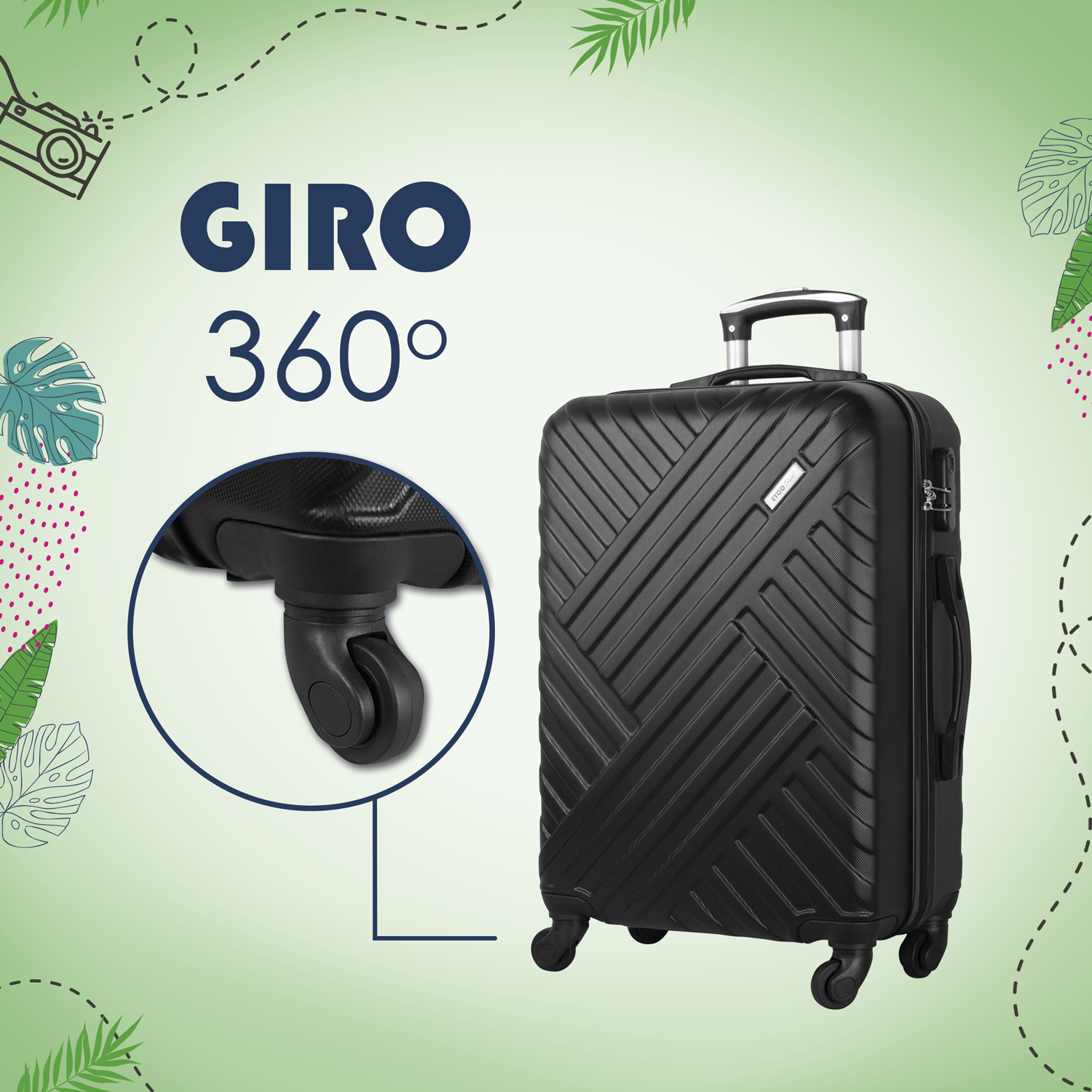Maleta De Viaje 22 Pul Etco Travel Equipaje Rigido y Resistente Negra Ruedas 360 Barata
