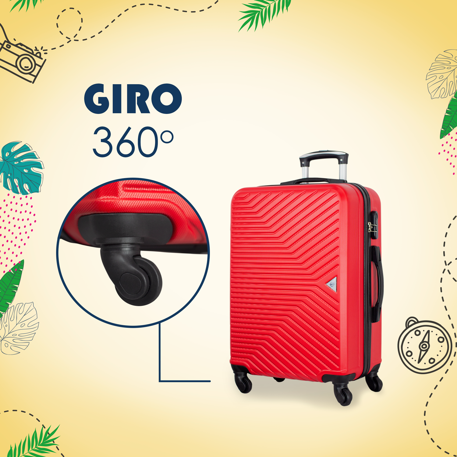 Maleta De Viaje 23 Pul Etco Travel Equipaje Rigido y Resistente Rojo Ruedas 360 Barata