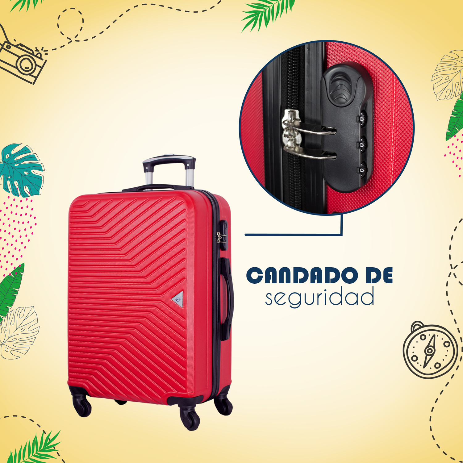 Maleta De Viaje 23 Pul Etco Travel Equipaje Rigido y Resistente Rojo Ruedas 360 Barata