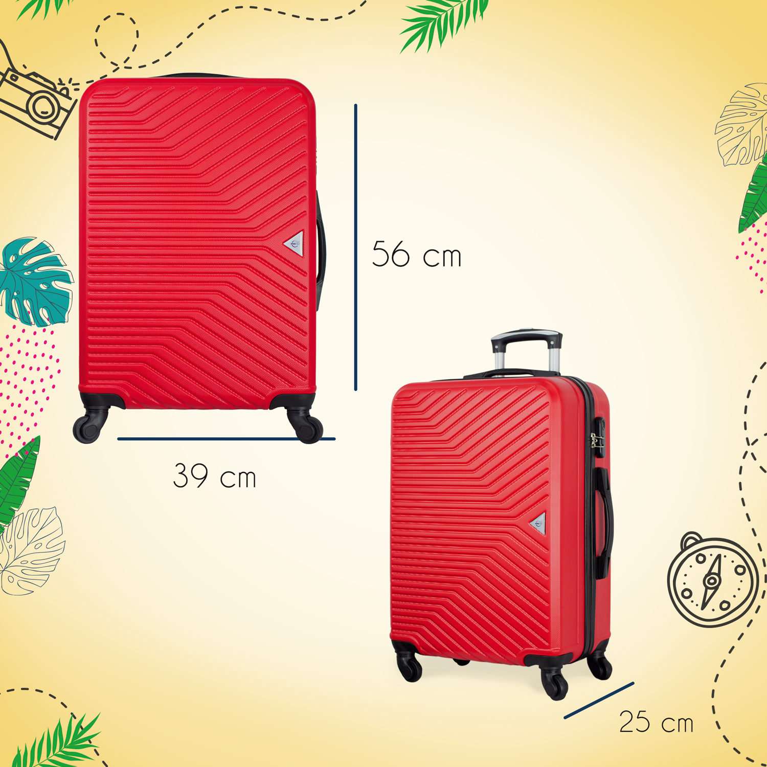 Maleta De Viaje 23 Pul Etco Travel Equipaje Rigido y Resistente Rojo Ruedas 360 Barata