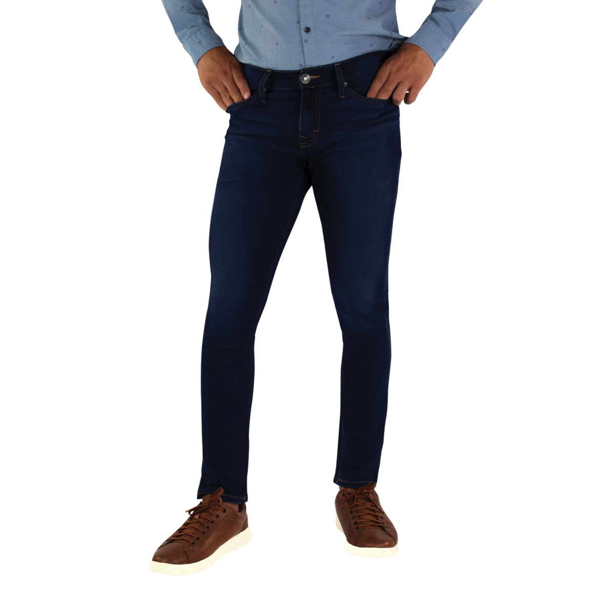 Jeans Innermotion Azul Oxford Corte Skinny Estilo 3332B Para Hombre