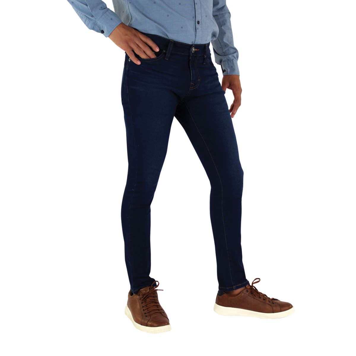 Jeans Innermotion Azul Oxford Corte Skinny Estilo 3332B Para Hombre