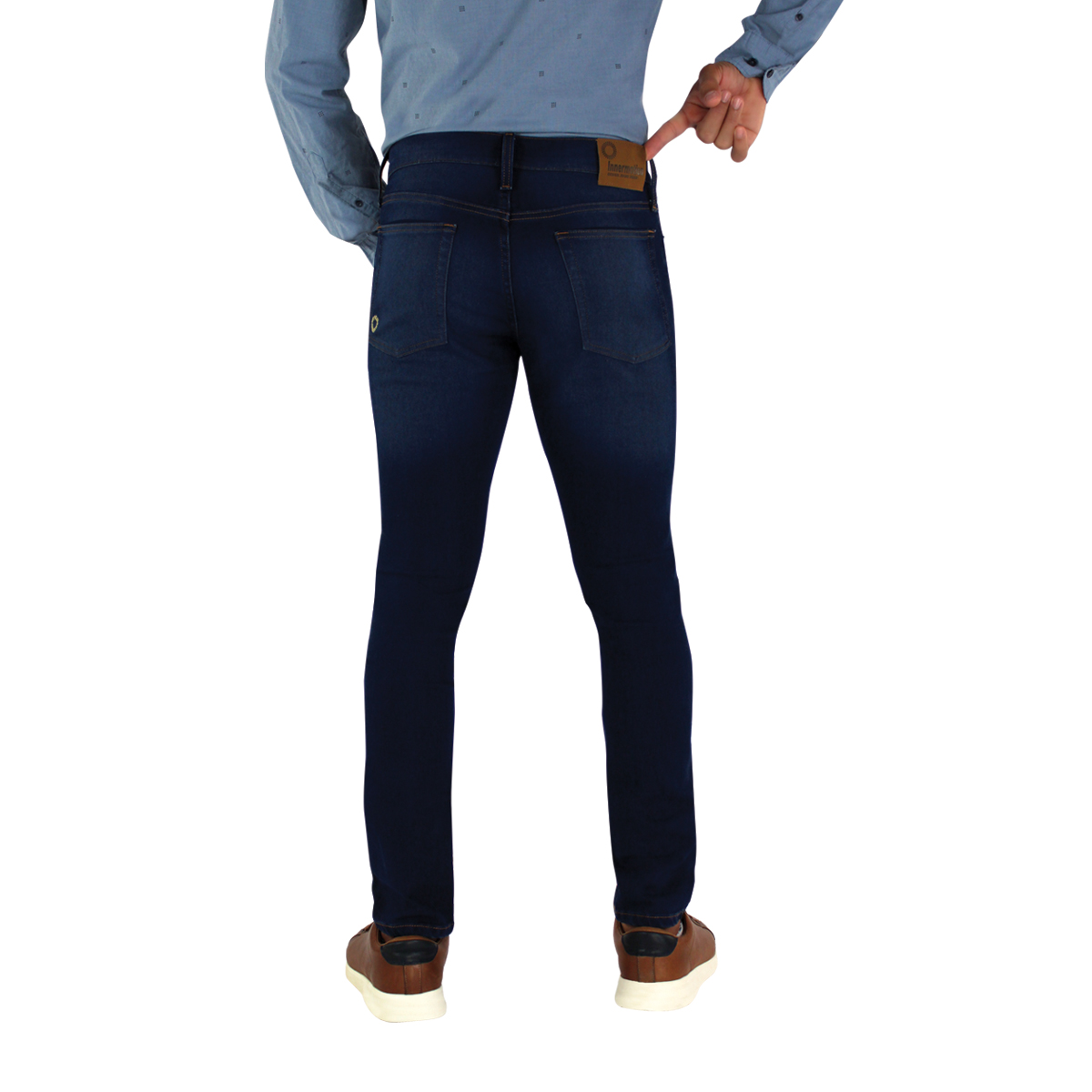 Jeans Innermotion Azul Oxford Corte Skinny Estilo 3332B Para Hombre