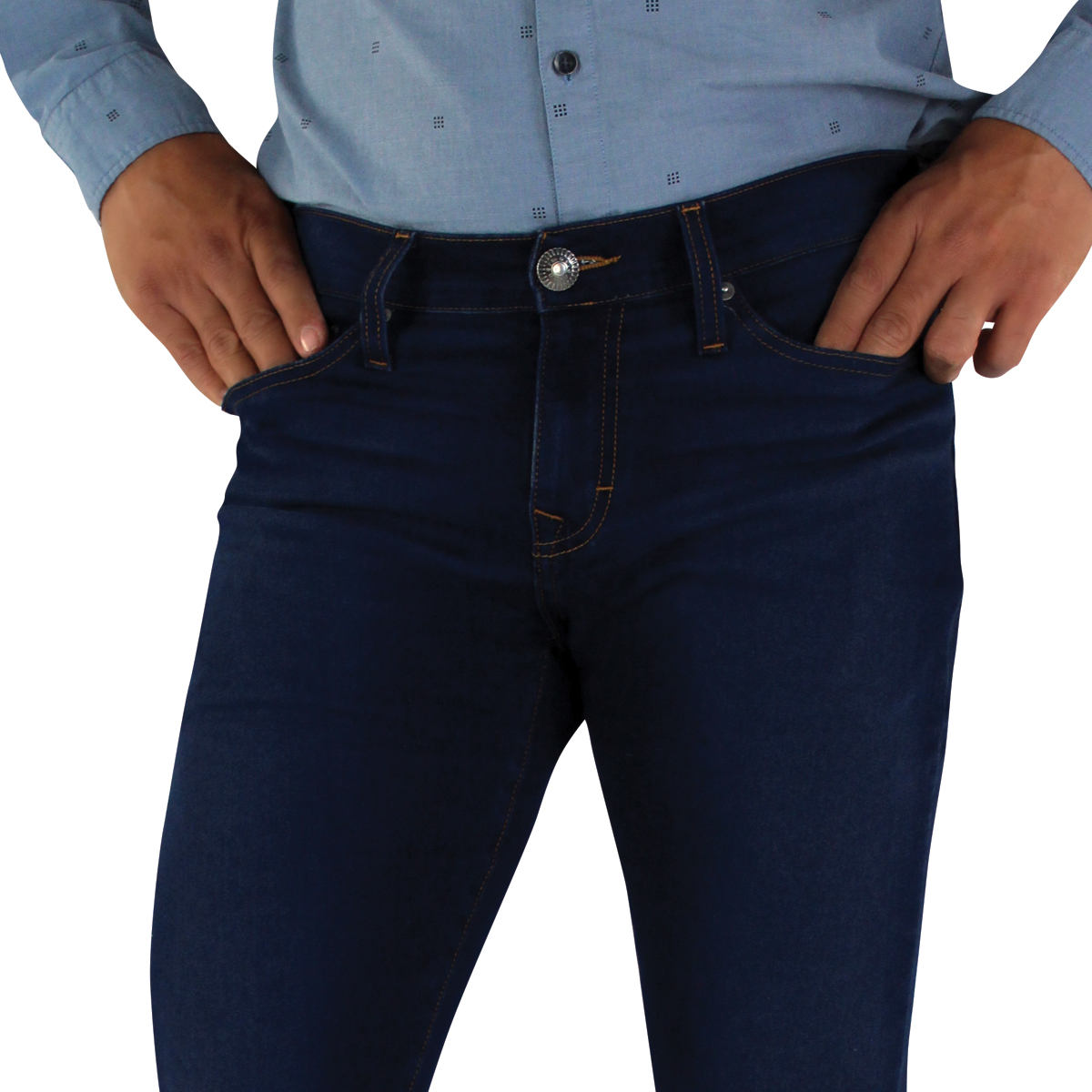 Jeans Innermotion Azul Oxford Corte Skinny Estilo 3332B Para Hombre