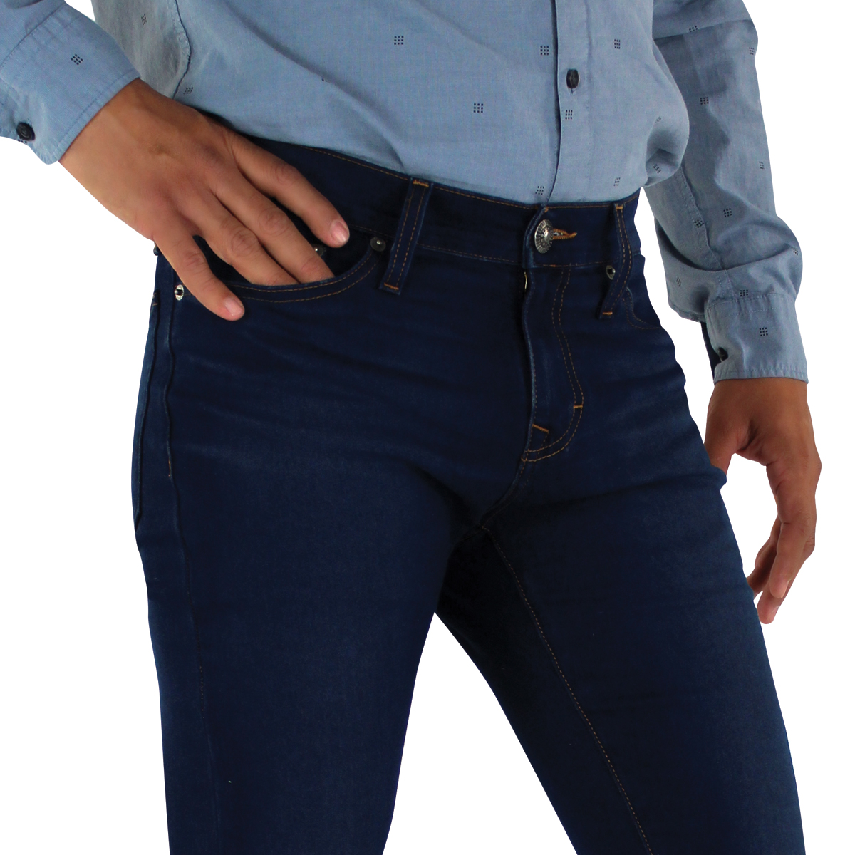 Jeans Innermotion Azul Oxford Corte Skinny Estilo 3332B Para Hombre