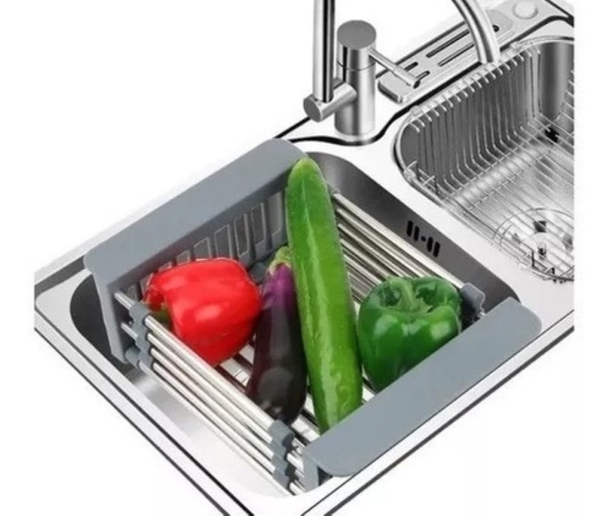 Escurridor Para Trastes Ajustable Fregadero Acero Inoxidable