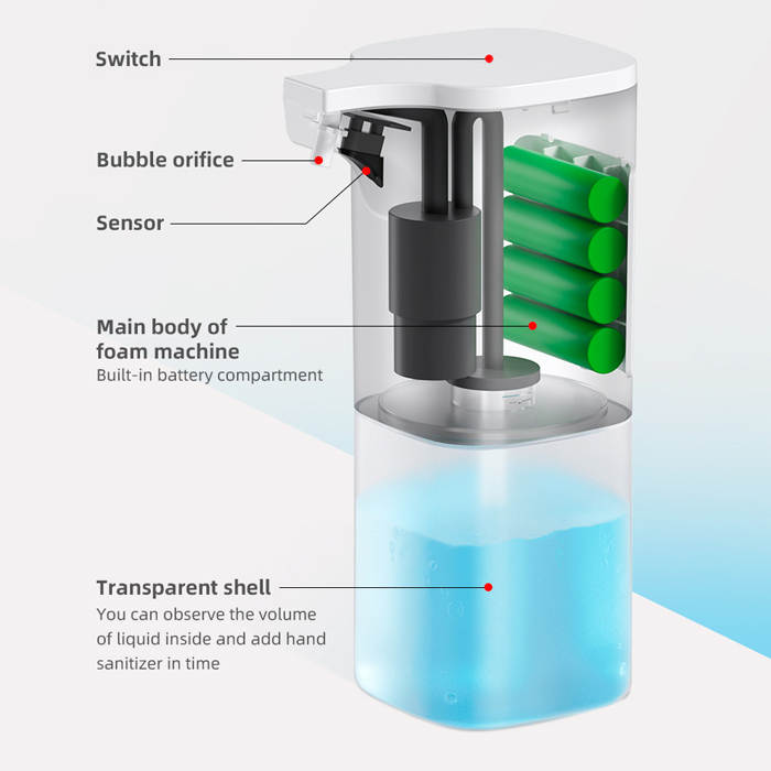 Dispensador de jabon automatico Soap Dispenser portátil sin Contacto eléctrico con Sensor de Movimiento Ideal para despachador de jabón líquido jabón Espuma para Cocina baño Oficina