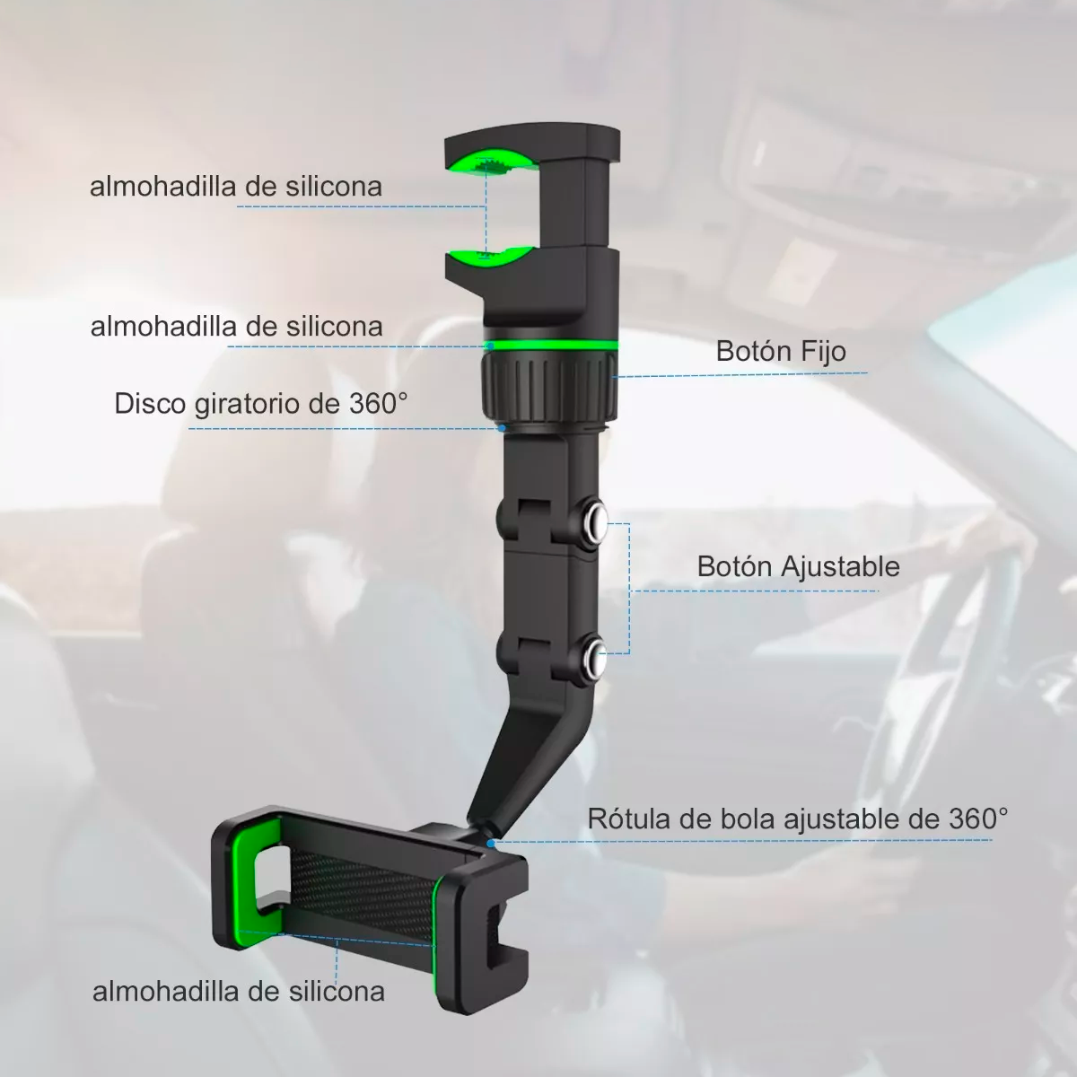 Soporte De Celular Para Espejo Retrovisor De 360 Base Para Celular Para Coche