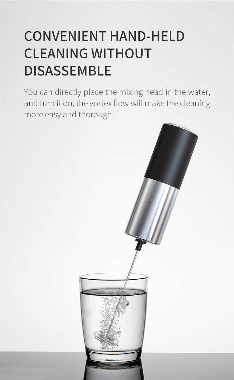 Espumador de leche electrico, milk frother portátil de acero inoxidable, batidora de leche cafe, capuchino, latte, mini batidor, agitador de licuados, cocteles, fácil de usar y lavar.
