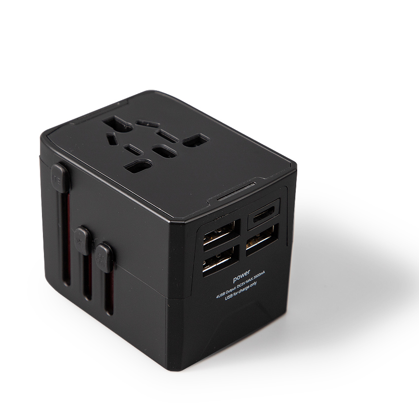Adaptador de Viaje Internacional, cargador universal de adaptador enchufe, 3 Puertos USB y 1 Tipo C ideal para viajes en Europa, América, Australia, Reino Unido y Asia (+160 paises).
