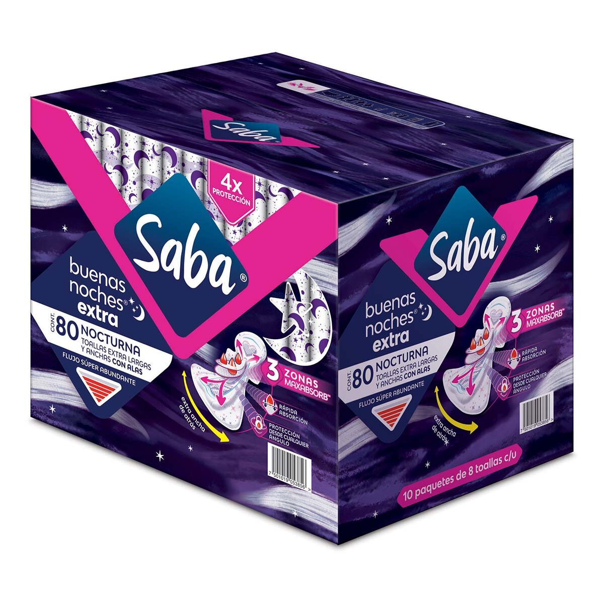 Saba Buenas Noches Extra Toallas Femeninas 80 Pzas