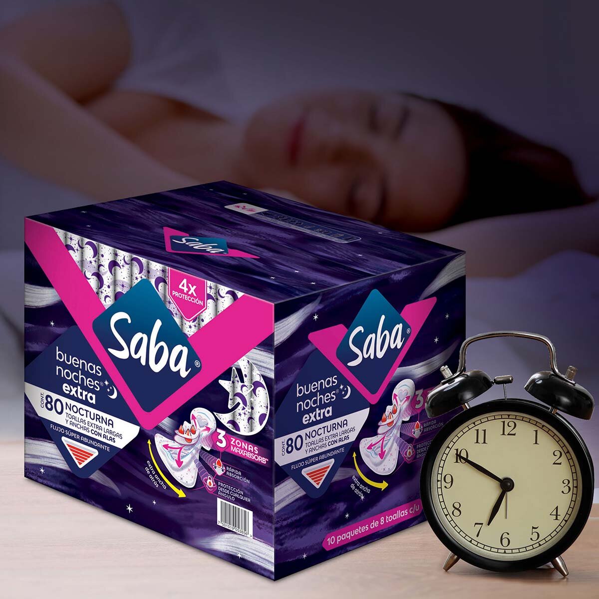 Saba Buenas Noches Extra Toallas Femeninas 80 Pzas