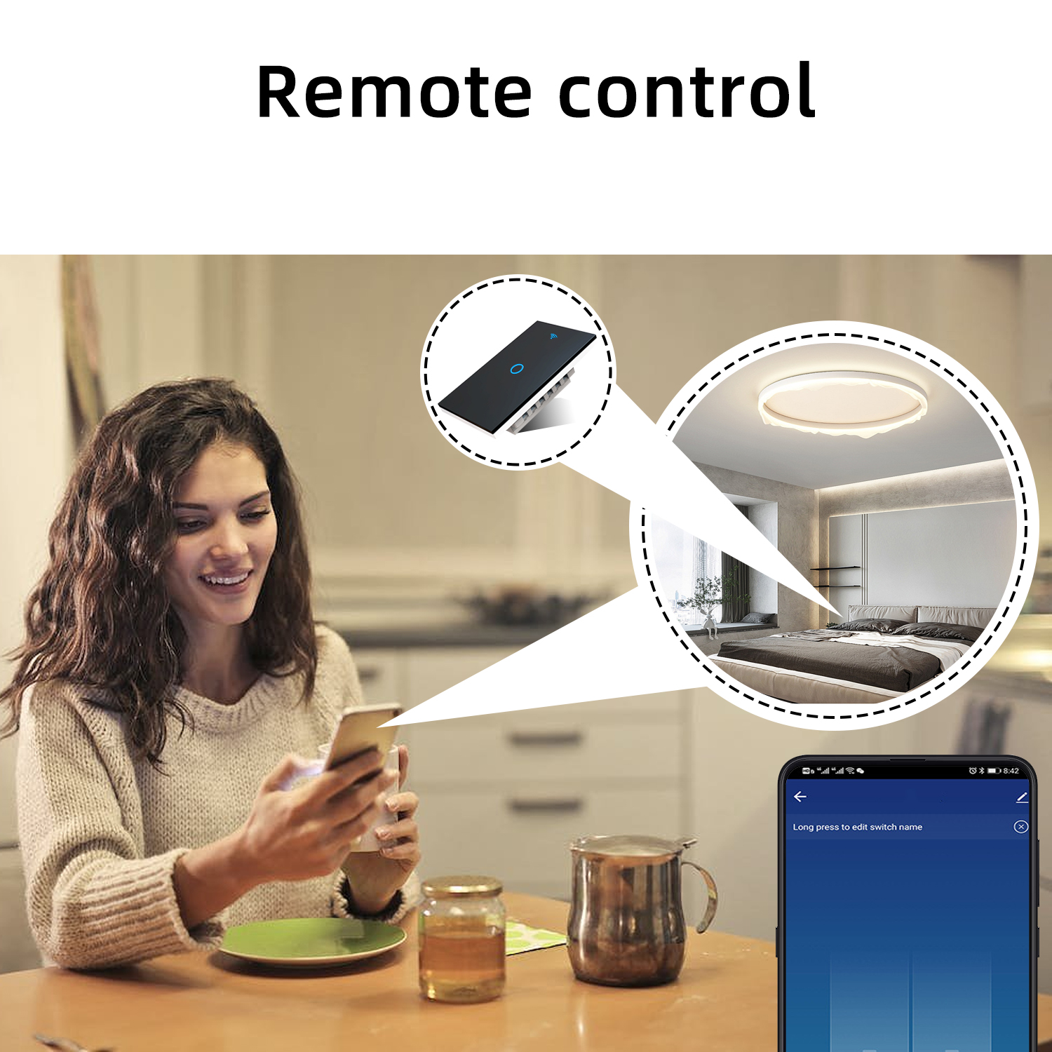 Interruptor de luz de pared inteligente WIFI  1 via, apagador inteligente Smart Switch, control remoto de luz vía celular, panel táctil de vidrio o voz al ser compatible con Alexa, Google home y Smart Life (2.4 Wifi).