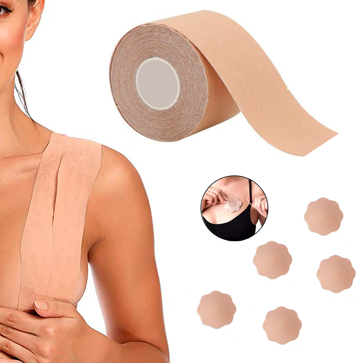 Cinta Levanta Busto Invisible Push Up Cinta Mas Set De 5 Protectores Brasier Strapless