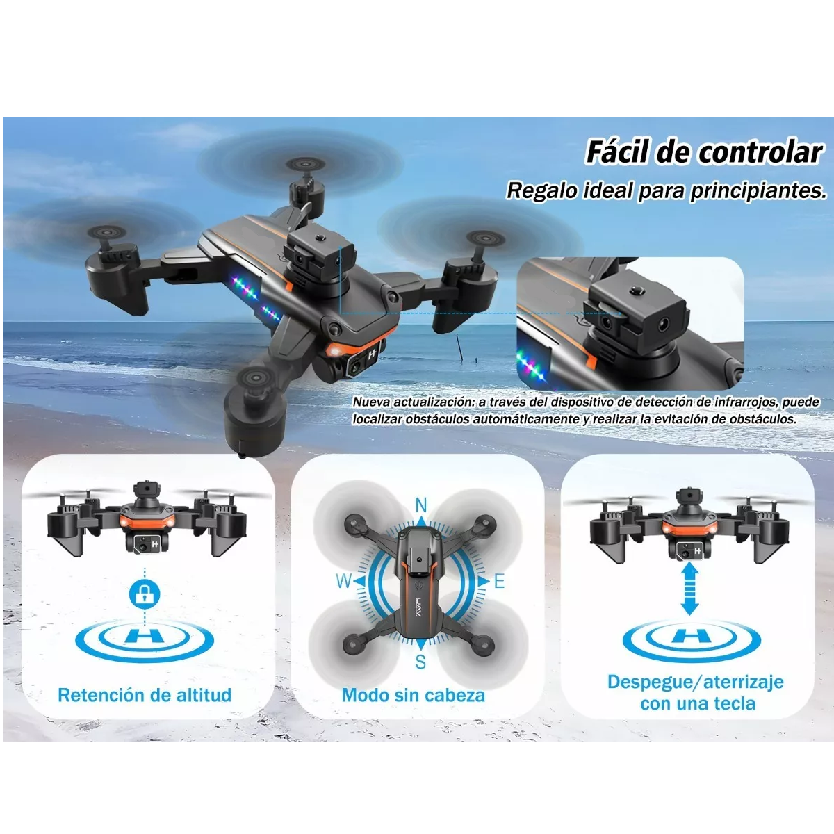 Mini Dron Con Cámara Hd 4 Baterías Y Caja De Presentación