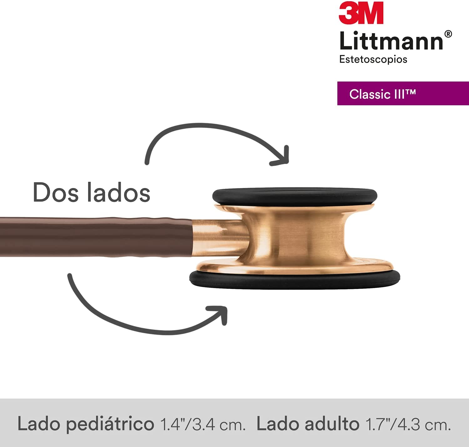 3M Littmann Estetoscopio Classic III, Manguera Color Chocolate, Acabado Color Cobre, 69 cm (Modelo 5809)