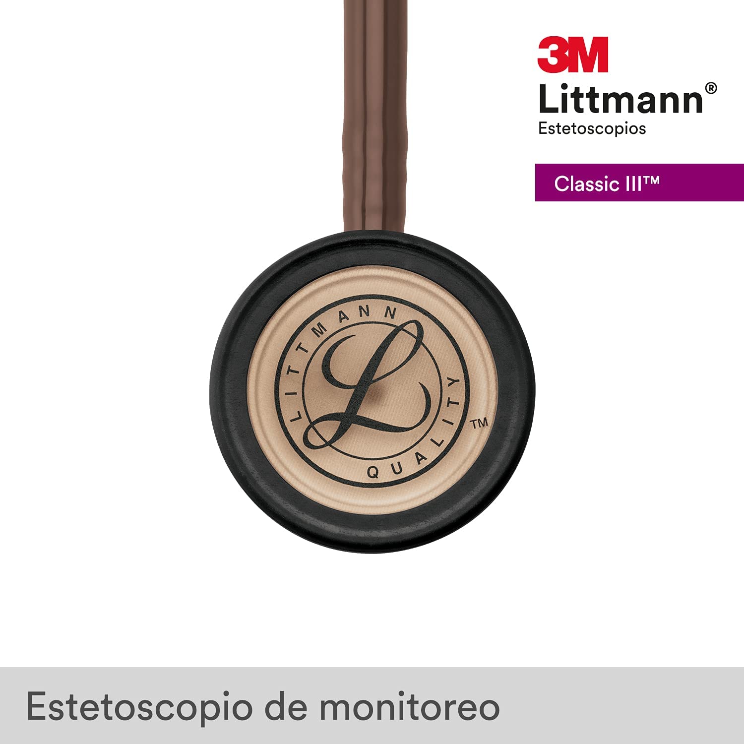 3M Littmann Estetoscopio Classic III, Manguera Color Chocolate, Acabado Color Cobre, 69 cm (Modelo 5809)