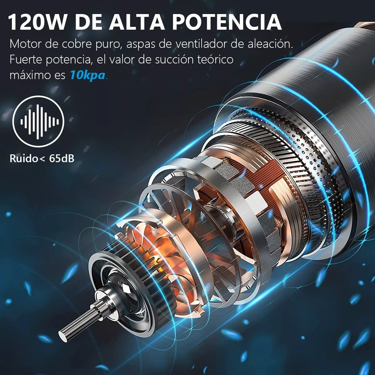 Aspiradora Portátil Inalámbrico De Mano Para Hogar Auto Gray Black