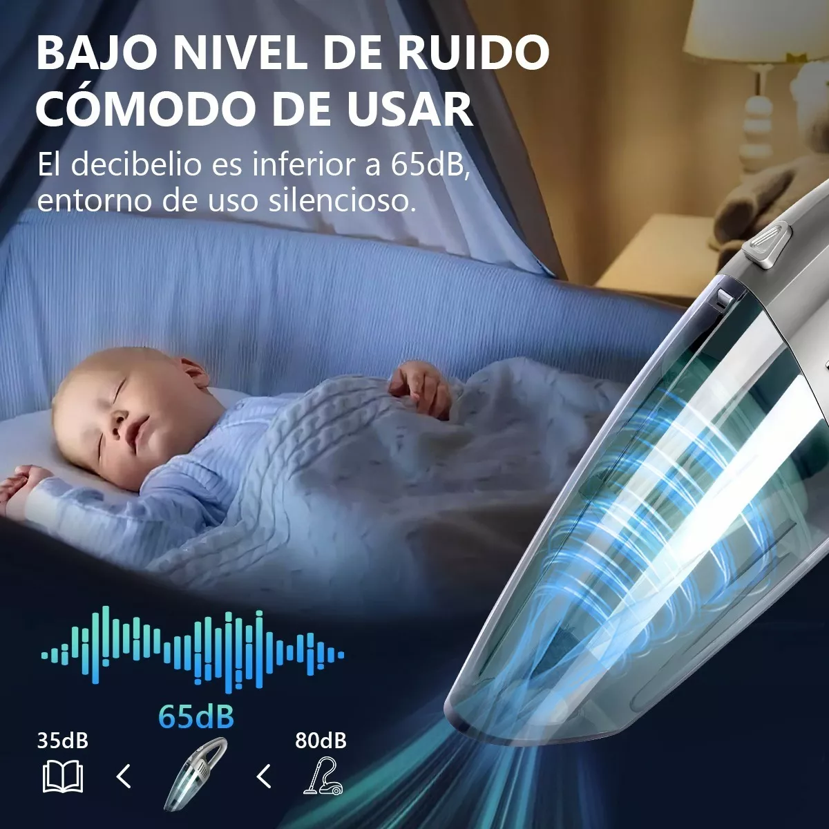 Aspiradora Portátil Inalámbrico De Mano Para Hogar Auto Gray Black