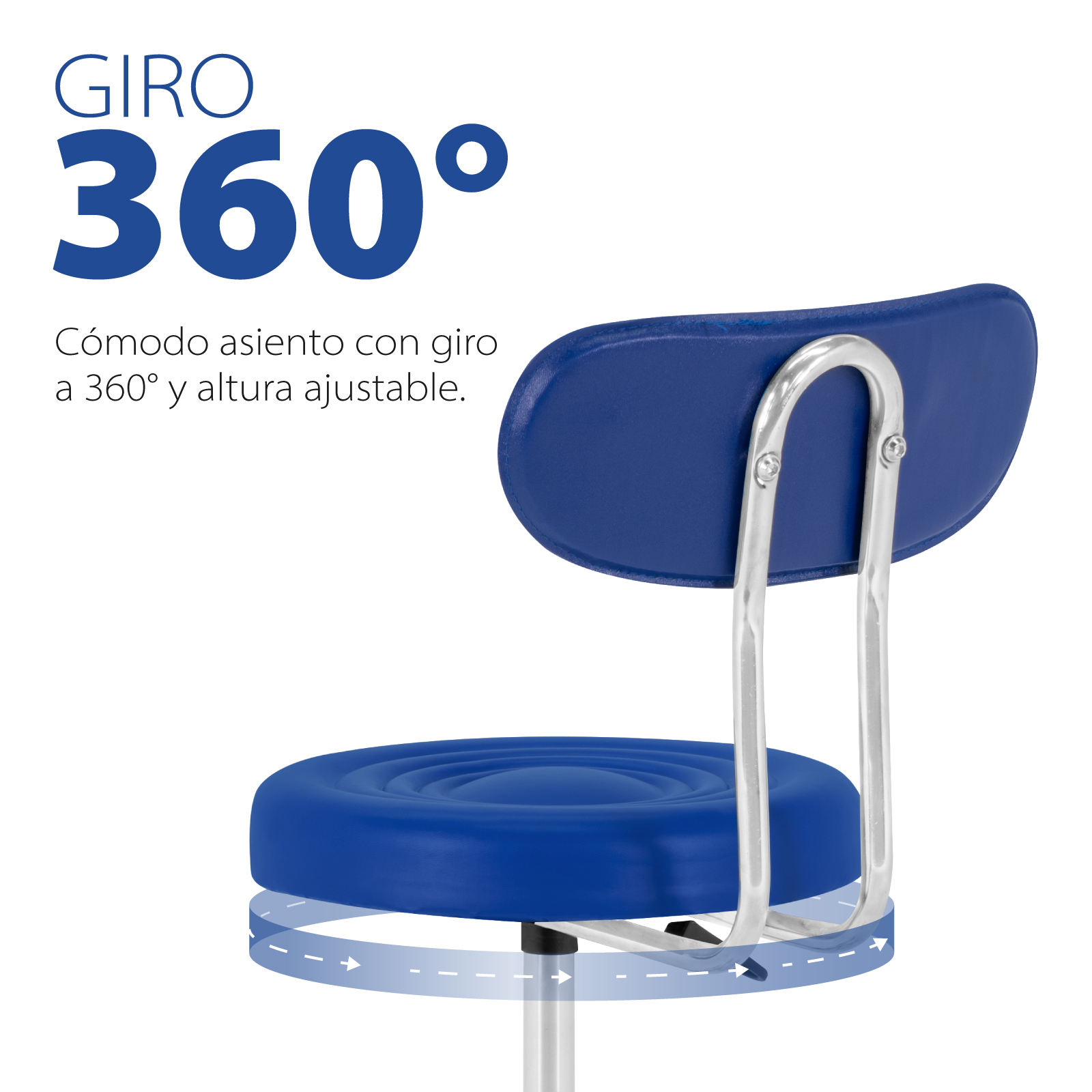 Taburete Giratorio 2 Piezas con Respaldo y Palanca de Altura Ajustable,  Silla de Trabajo con Ruedas para Estudio de Tatuajes SPA Consultorios y Tiendas