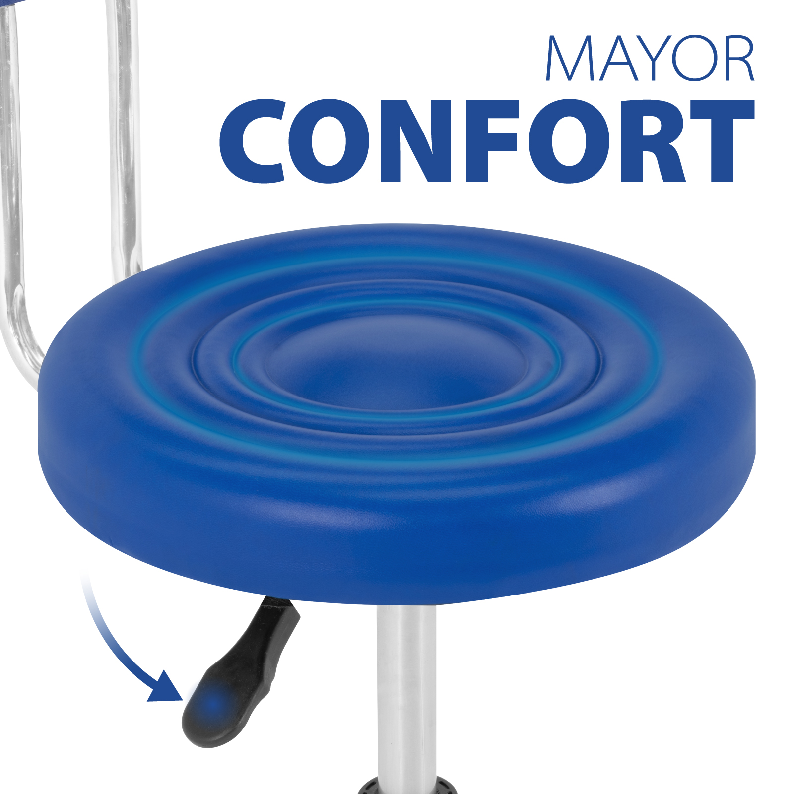 Taburete Giratorio 2 Piezas con Respaldo y Palanca de Altura Ajustable,  Silla de Trabajo con Ruedas para Estudio de Tatuajes SPA Consultorios y Tiendas