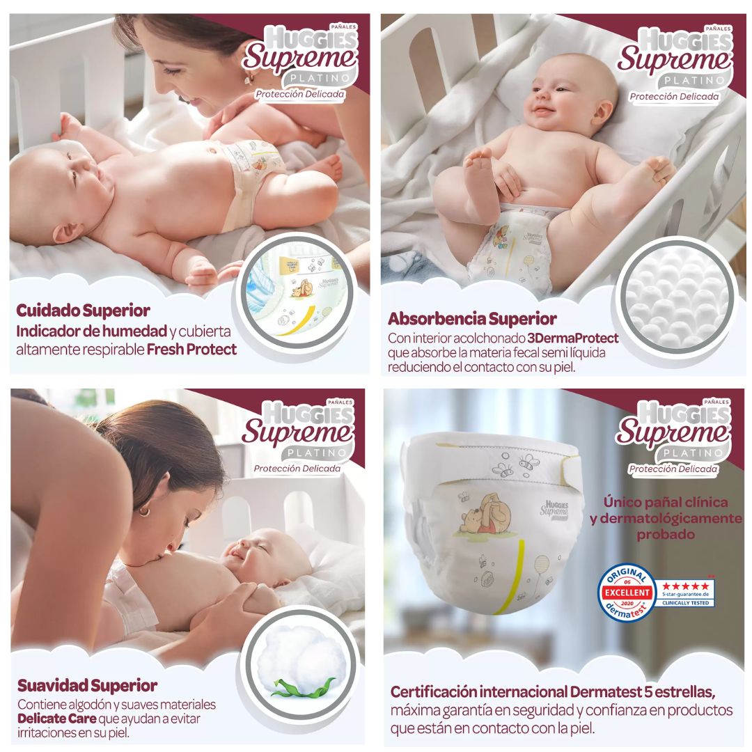 Pañales Huggies Supreme Platino Etapa 3 Con 120 Pz Unisex