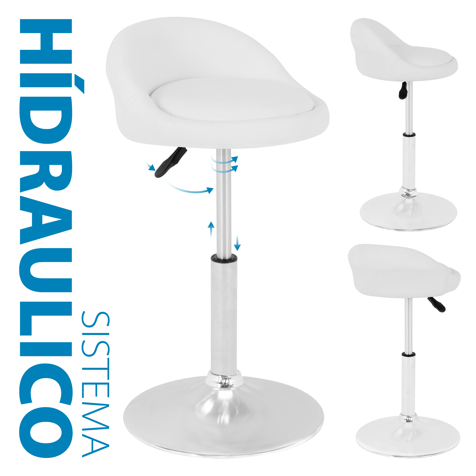 Bancos para Bar Onof 2 Piezas De piel con Altura Ajustable y Giro de 360 grados, Silla Alta para Barra Desayunador, Restaurante, Cafetería