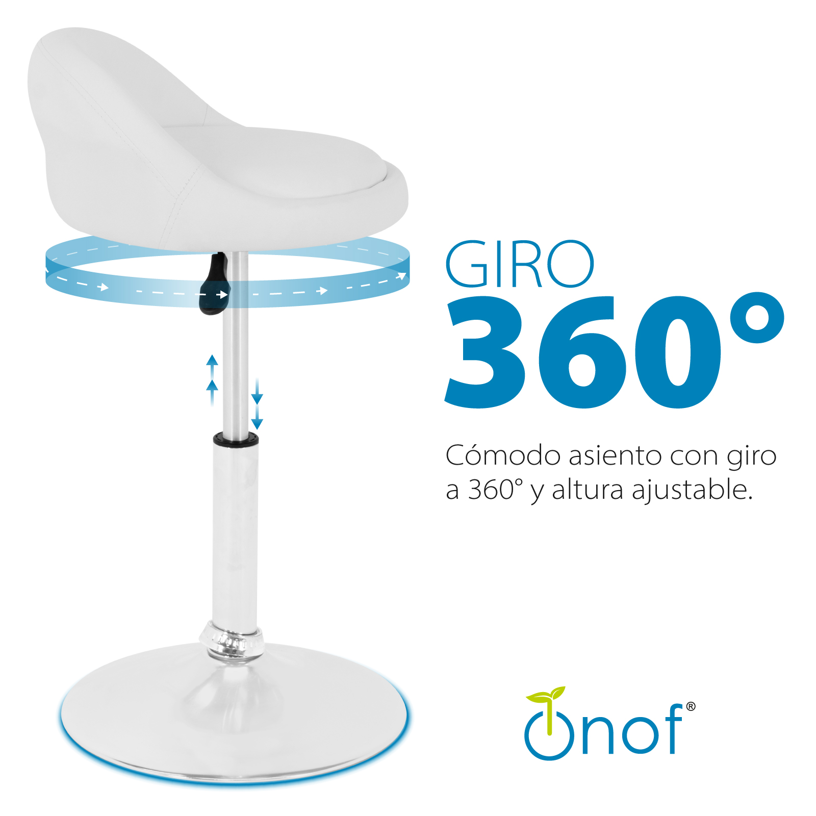 Bancos para Bar Onof 2 Piezas De piel con Altura Ajustable y Giro de 360 grados, Silla Alta para Barra Desayunador, Restaurante, Cafetería