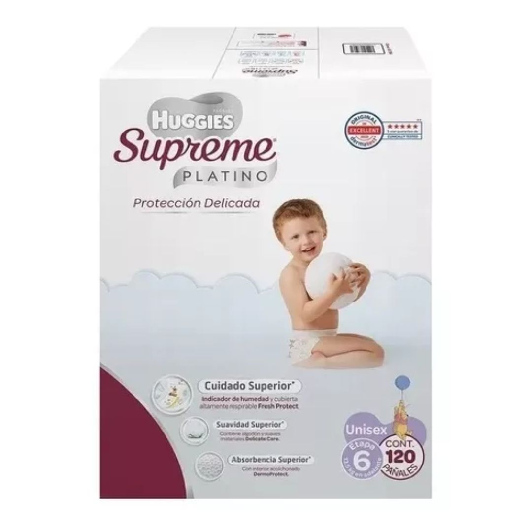 Pañales Huggies Supreme Platino Etapa 6 Con 120 Pz Unisex