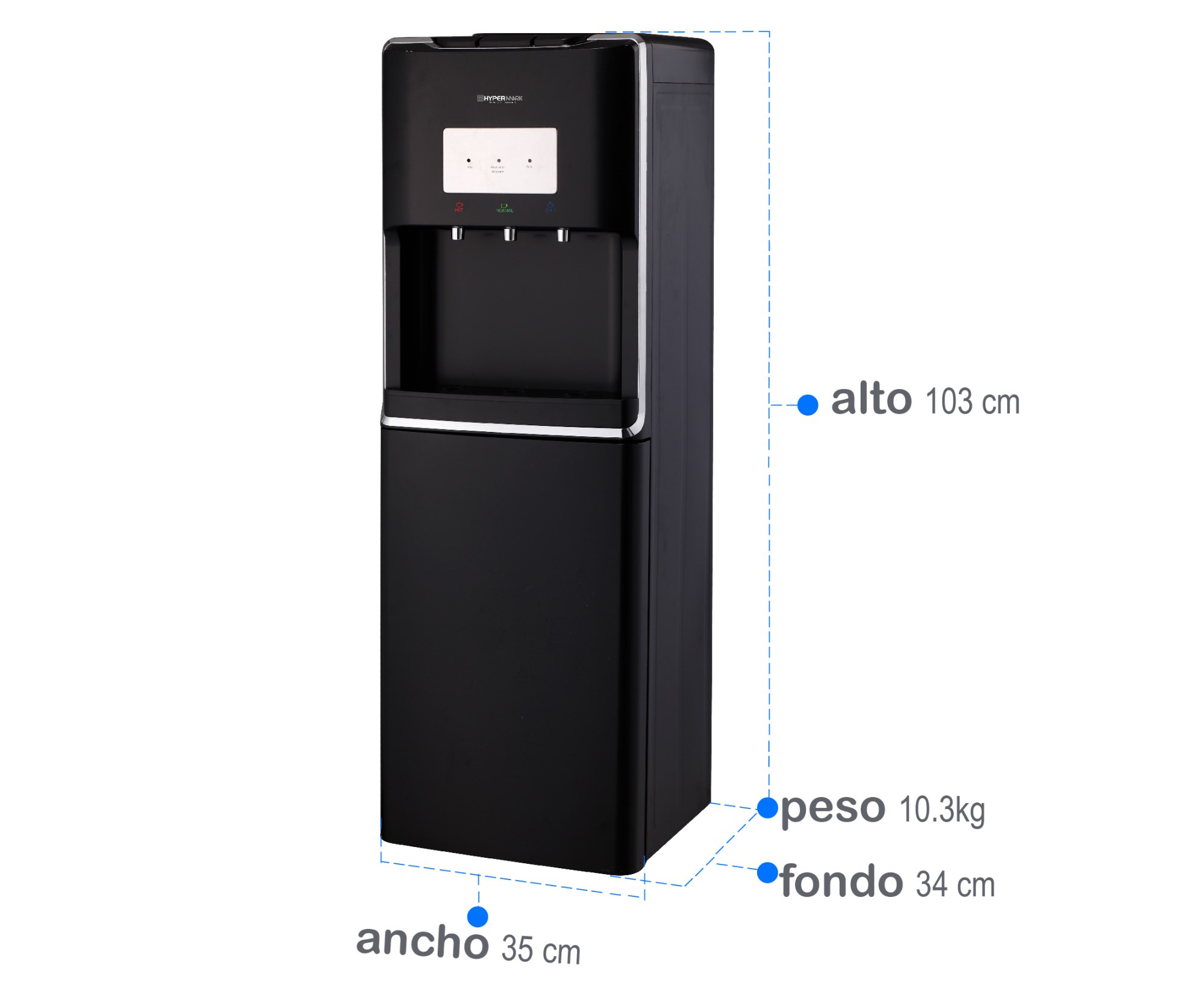 Dispensador Enfriador de Agua con Sistema de Carga Oculta Hypermark Easywater Negro HM0031W-B