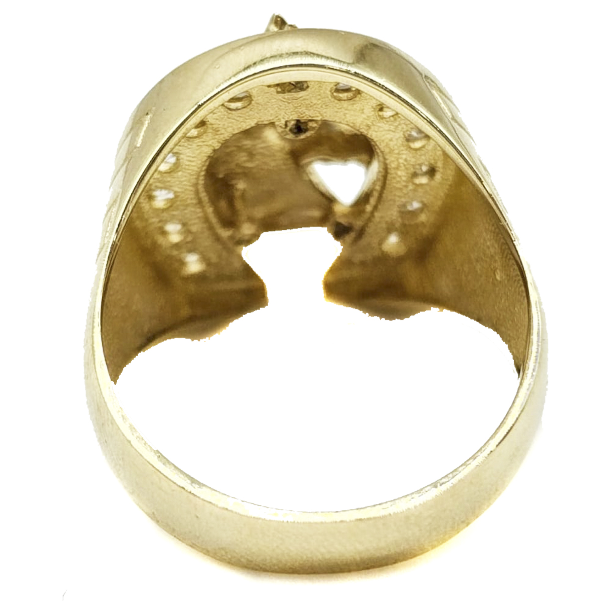 Anillo De Caballo Con Herradura Y Zirconia Suiza Oro 10k