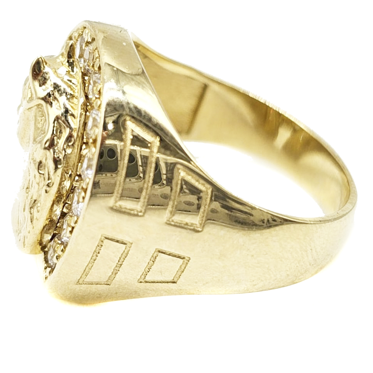 Anillo De Caballo Con Herradura Y Zirconia Suiza Oro 10k