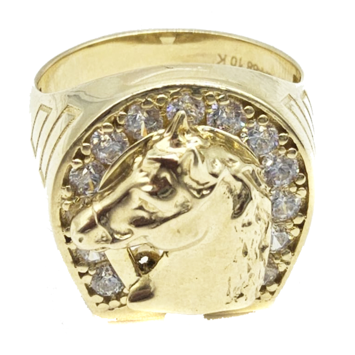 Anillo De Caballo Con Herradura Y Zirconia Suiza Oro 10k