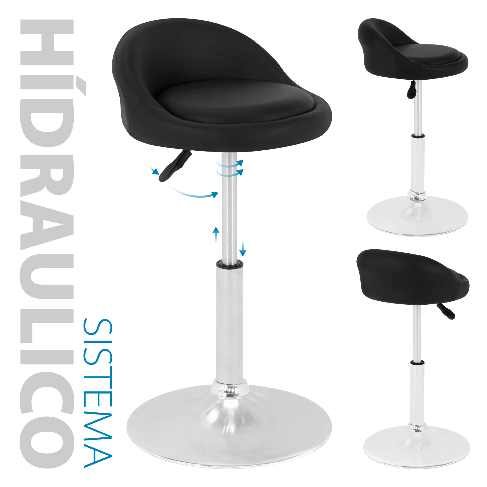 Bancos para Bar Onof 4 Piezas De piel con Altura Ajustable y Giro de 360, Silla Alta para Barra Desayunador, Restaurante, Cafetería